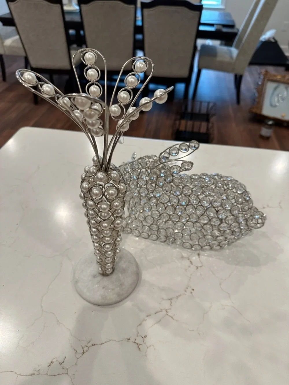 Rachel Zoe Easter Carrot Spring Elegant Silver Pearl and Marble Decor Piece